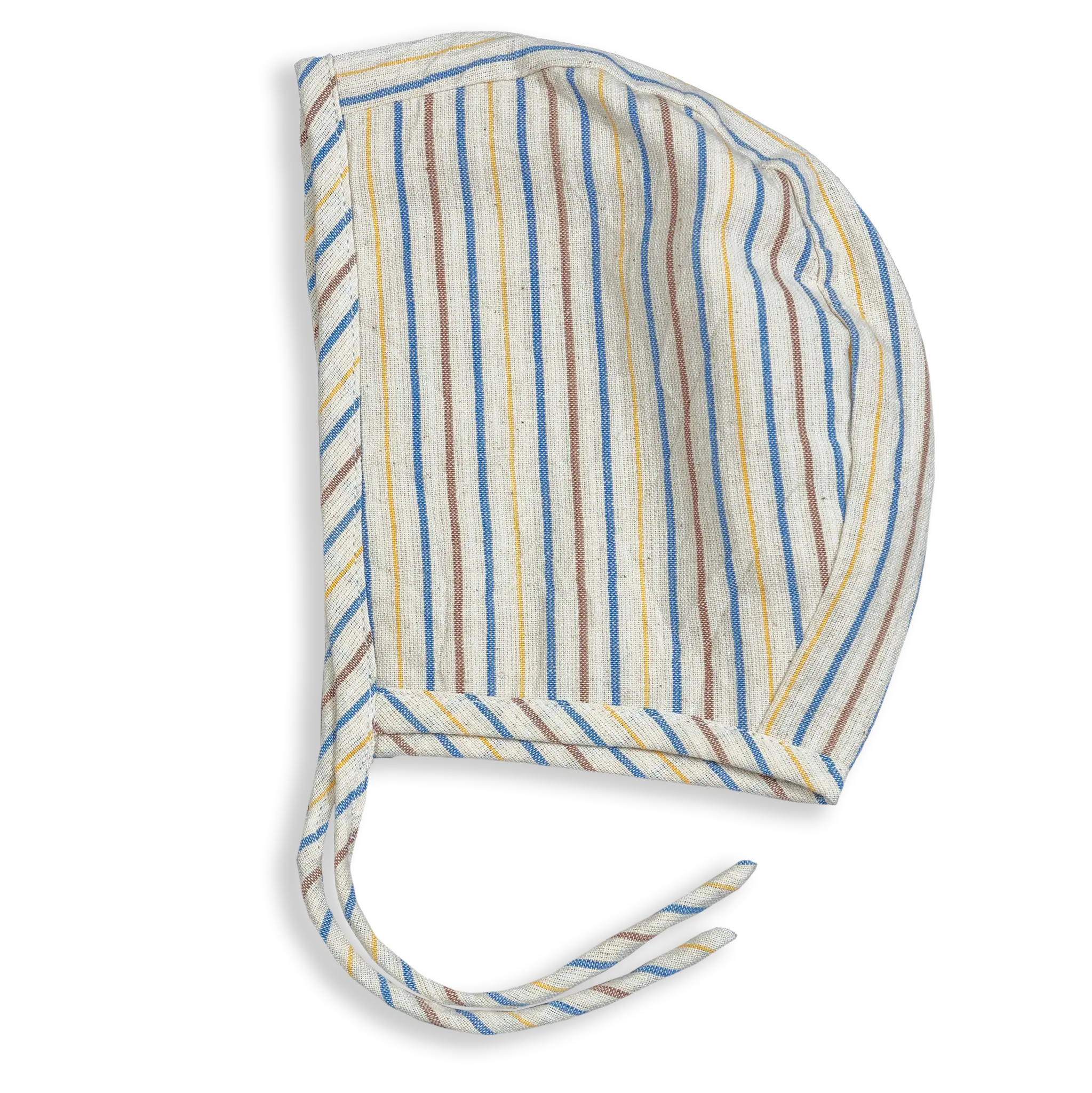 Our Baby Hats are made from the same 100% woven cotton lined with the finest muslin for your child's comfort and warmth. A pair of ties make it easy and safe to gently keep it where it belongs on your baby's head.