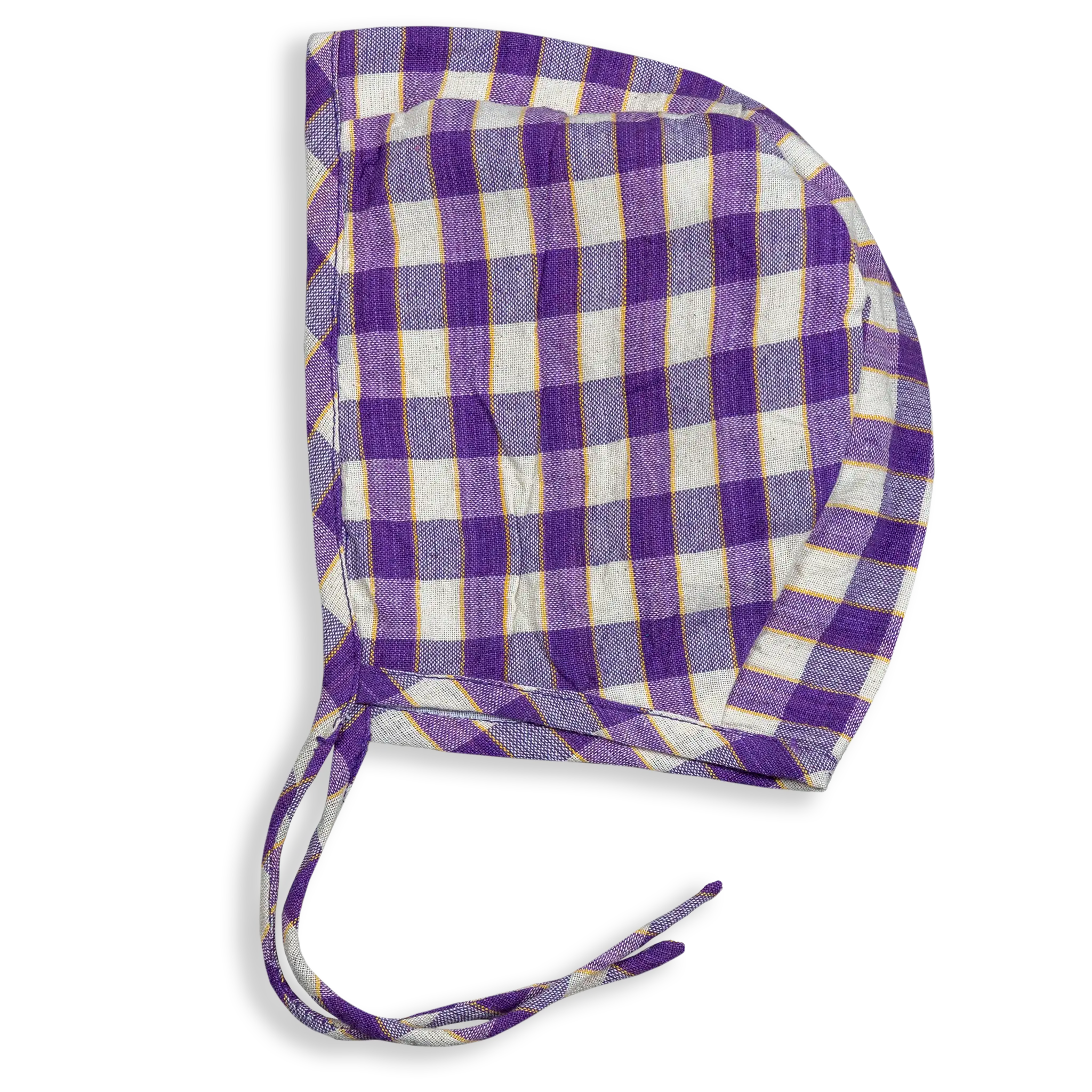 Our Baby Hats are made from the same 100% woven cotton lined with the finest muslin for your child's comfort and warmth. A pair of ties make it easy and safe to gently keep it where it belongs on your baby's head.