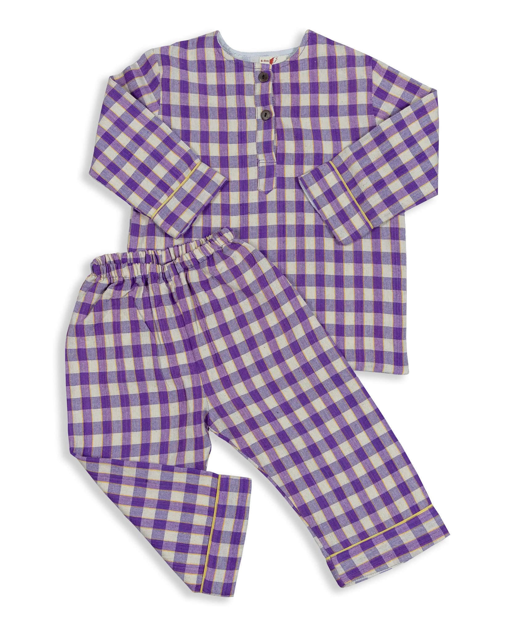 These classic cotton checked Pyjamas are some of our best selling products. Designed and woven here in Nepal they are made with the finest voile lining. It is also known as cotton cashmere, well known and used for kids wear due to the softness and its breathable nature. These unisex pyjamas are soft and sensitive to the skin, offering you peace of mind when dressing your baby. High quality and comfortable - the perfect addition to any baby wardrobe.