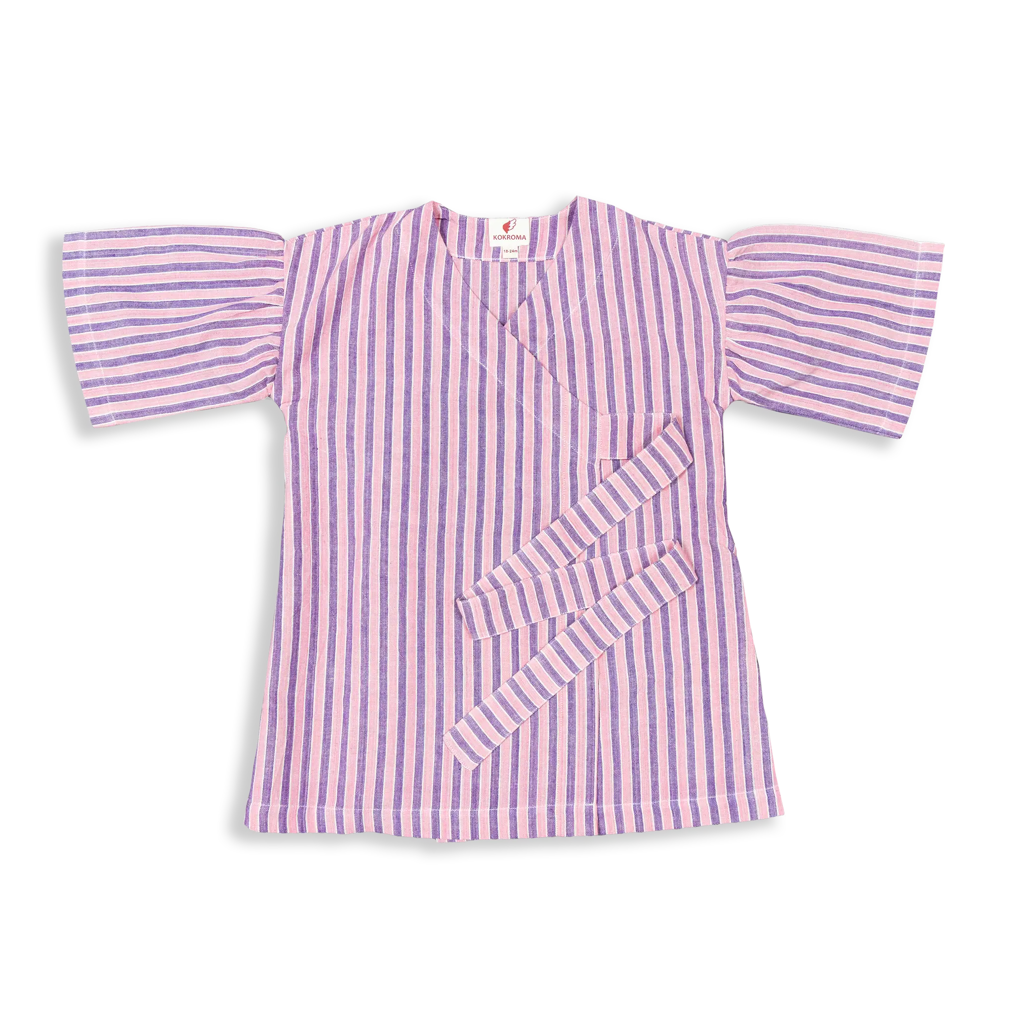 Embrace the beauty of summer with our Kimono Wrap Dress, designed to offer effortless elegance and ultimate comfort. Crafted from 100% cotton and featuring beautiful striped fabric woven in Nepal, this dress combines traditional craftsmanship with a modern kimono style.