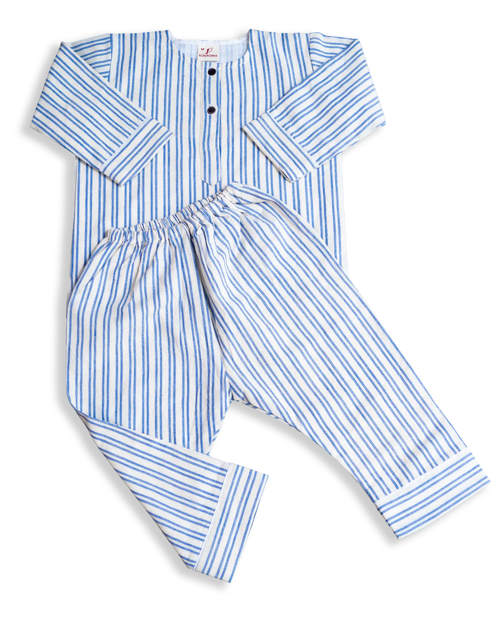 These classic cotton striped Pyjamas are some of our best selling products. Designed and woven here in Nepal they are made with the finest voile lining. It is also known as cotton cashmere, well known and used for kids wear due to the softness and its breathable nature.