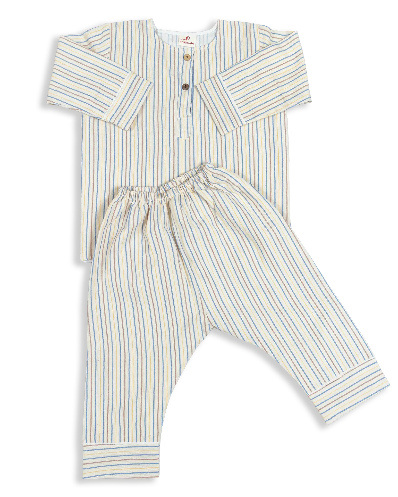 These classic cotton striped Pyjamas are some of our best selling products. Designed and woven here in Nepal they are made with the finest voile lining. It is also known as cotton cashmere, well known and used for kids wear due to the softness and its breathable nature.