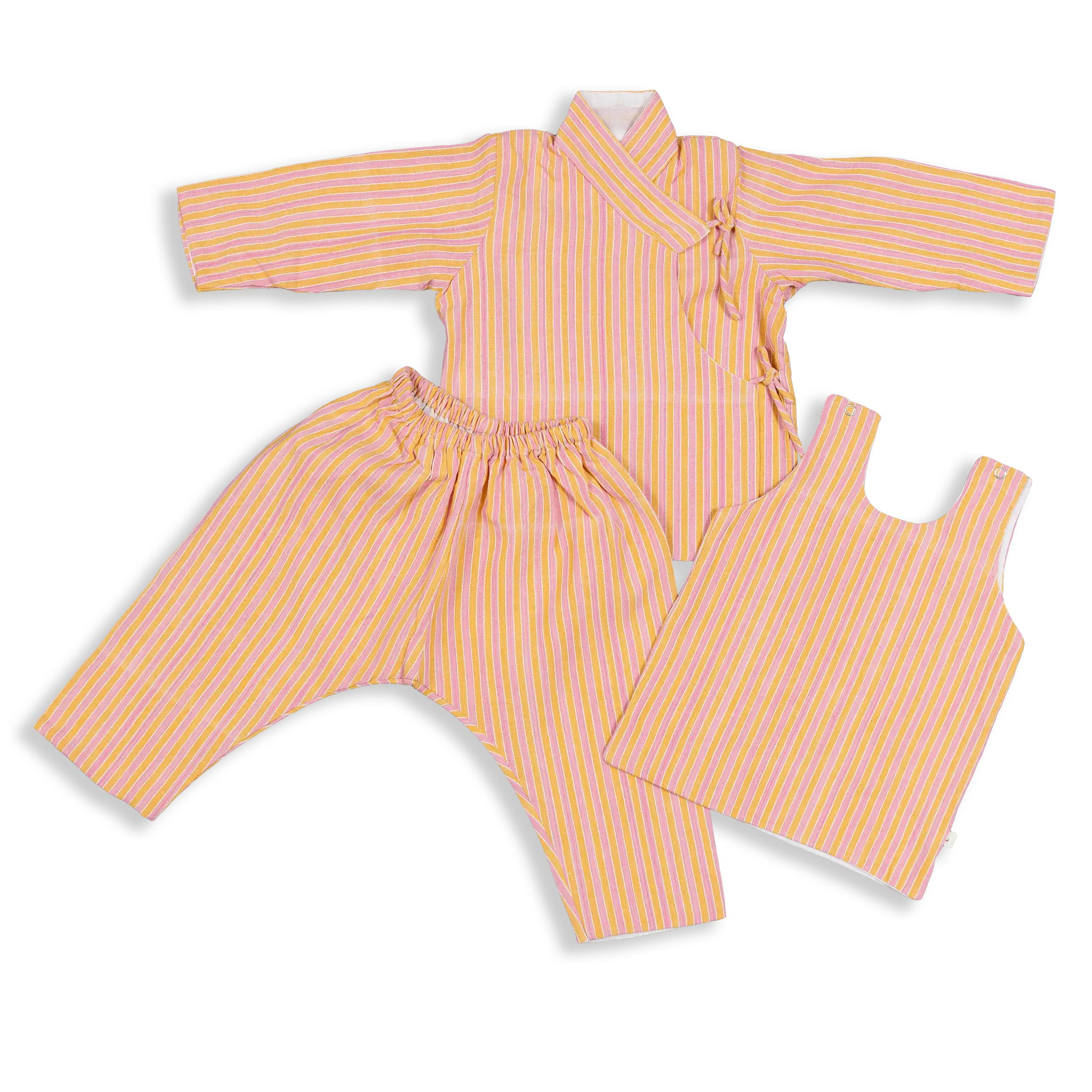 Traditional Nepali trousers, Bhoto and Overcoat  in a centuries-old design called Daura Suruwal lined with breathable fine muslin to protect the toddler from cold or heat.