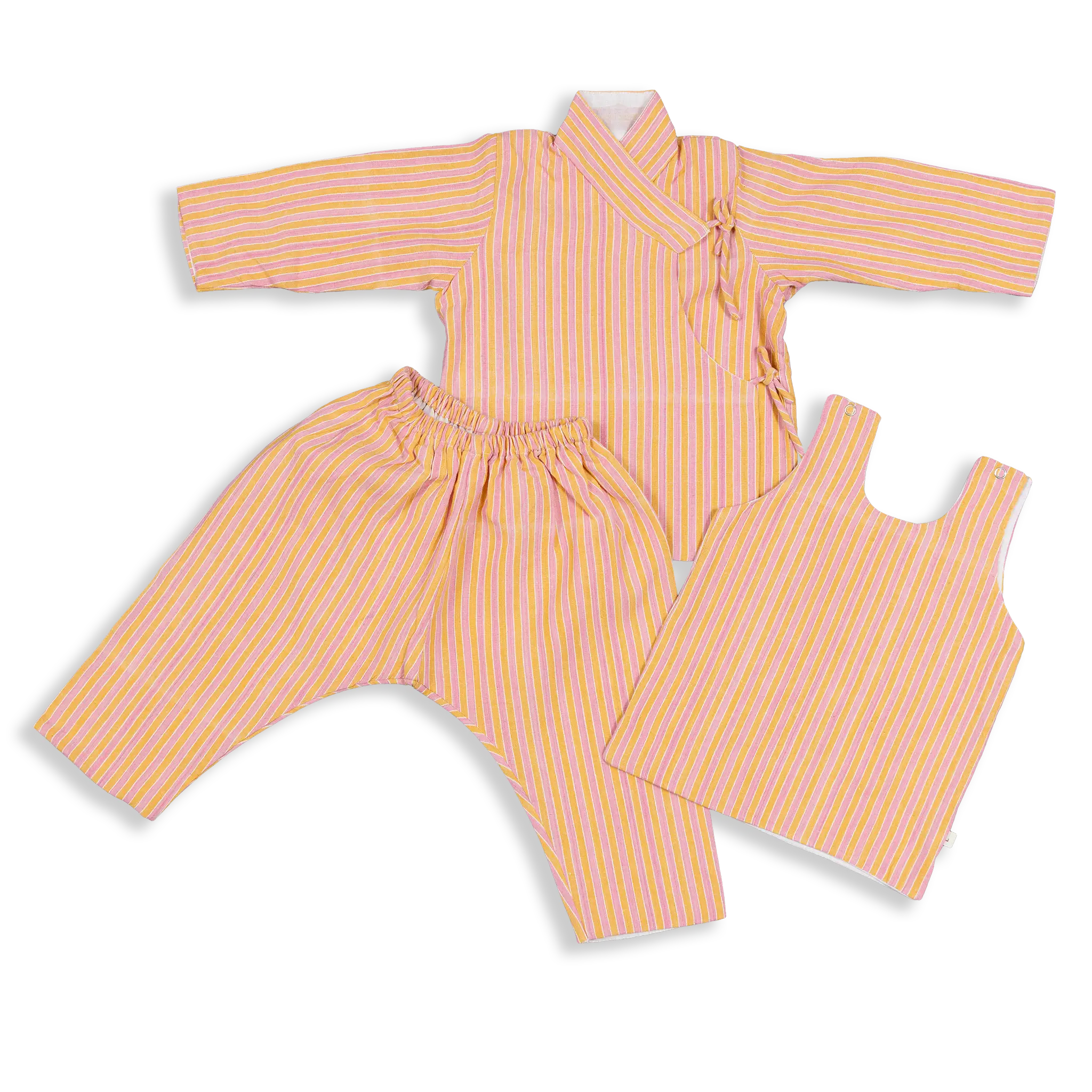 Traditional Nepali trousers, Bhoto and Overcoat in a centuries-old design called Daura Suruwal lined with breathable fine muslin to protect the toddler from cold or heat.