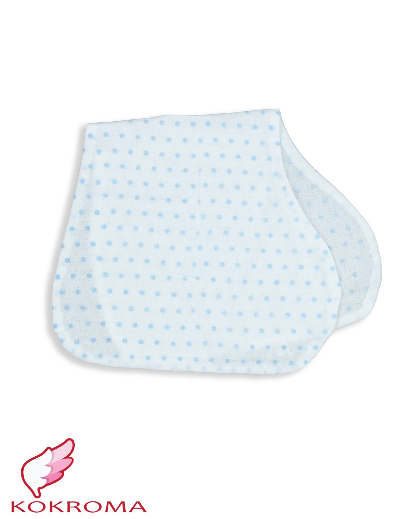 Triple gauze muslin burp cloths are ideal for the early year of newborn babies. Contoured to sit over the shoulder, the soft muslin cotton stops it from slipping. Three layers of fabric make it very comfortable for your little baby to rest their head, and protect your clothing from little burping deposits! Blue Small Dot