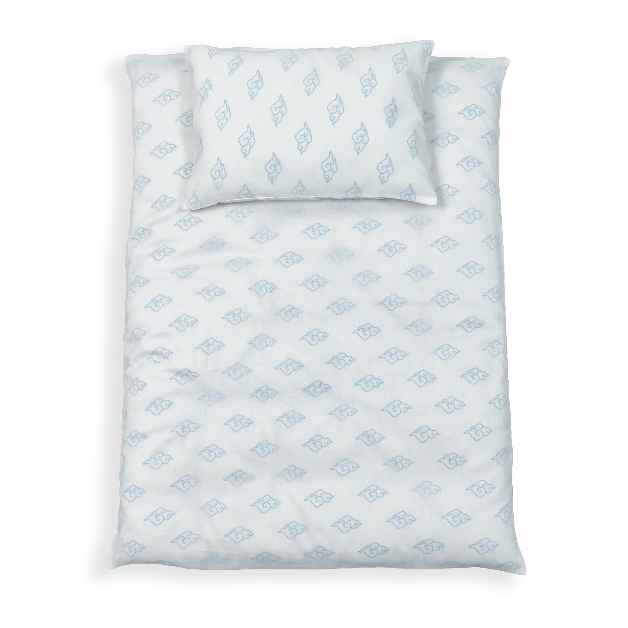 2 piece Cotton Baby Bedding Set! This set includes a cozy mattress and a soft head pillow.