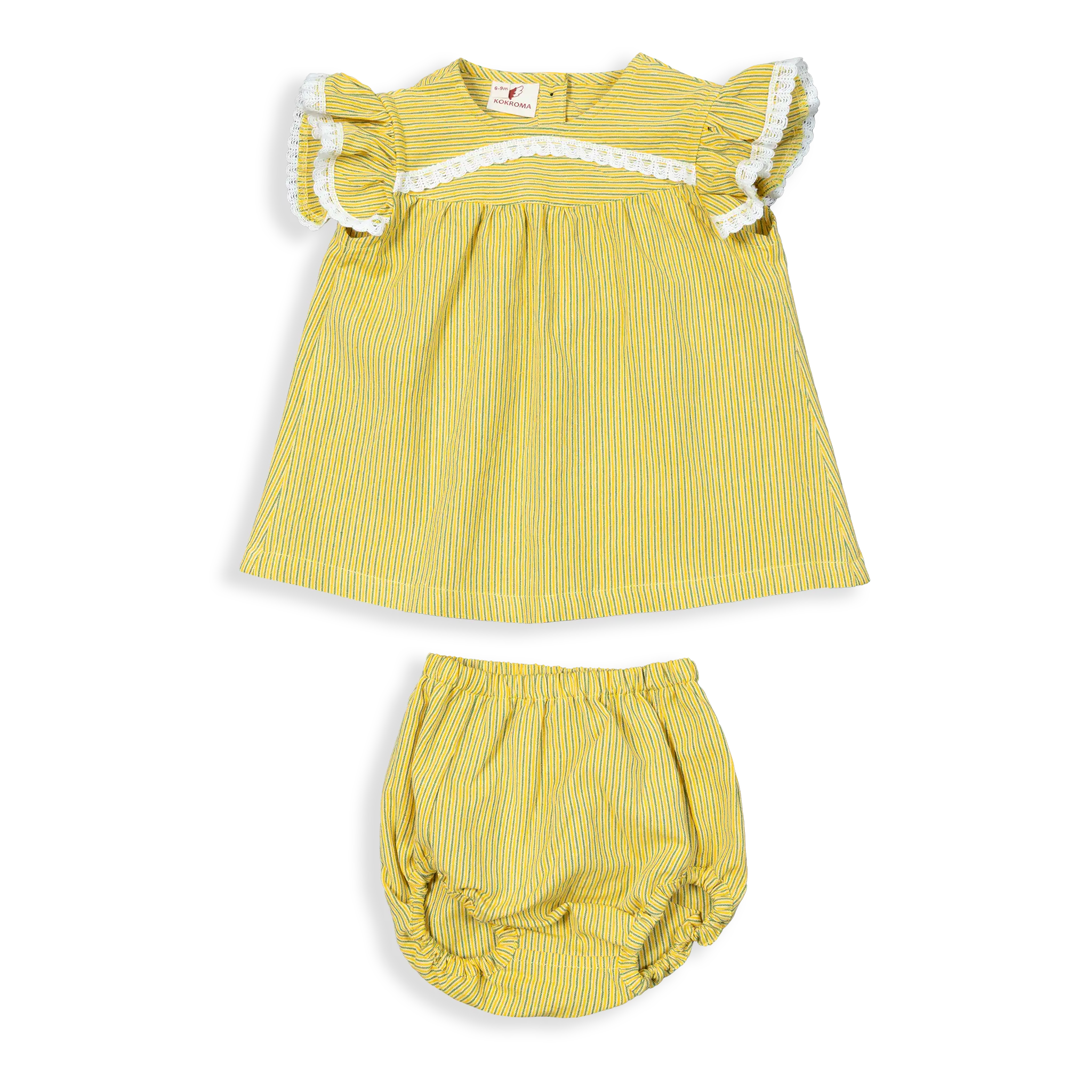 Dress Set For Baby Girl With Cotton Lace