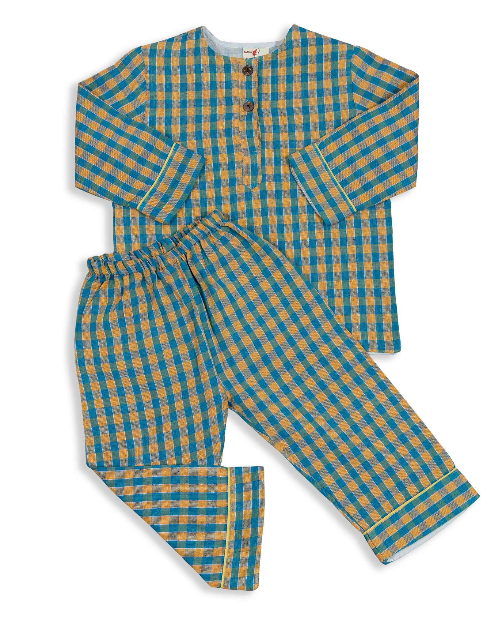 These classic cotton checked Pyjamas are some of our best selling products. Designed and woven here in Nepal they are made with the finest voile lining. It is also known as cotton cashmere, well known and used for kids wear due to the softness and its breathable nature. These unisex pyjamas are soft and sensitive to the skin, offering you peace of mind when dressing your baby. High quality and comfortable - the perfect addition to any baby wardrobe.