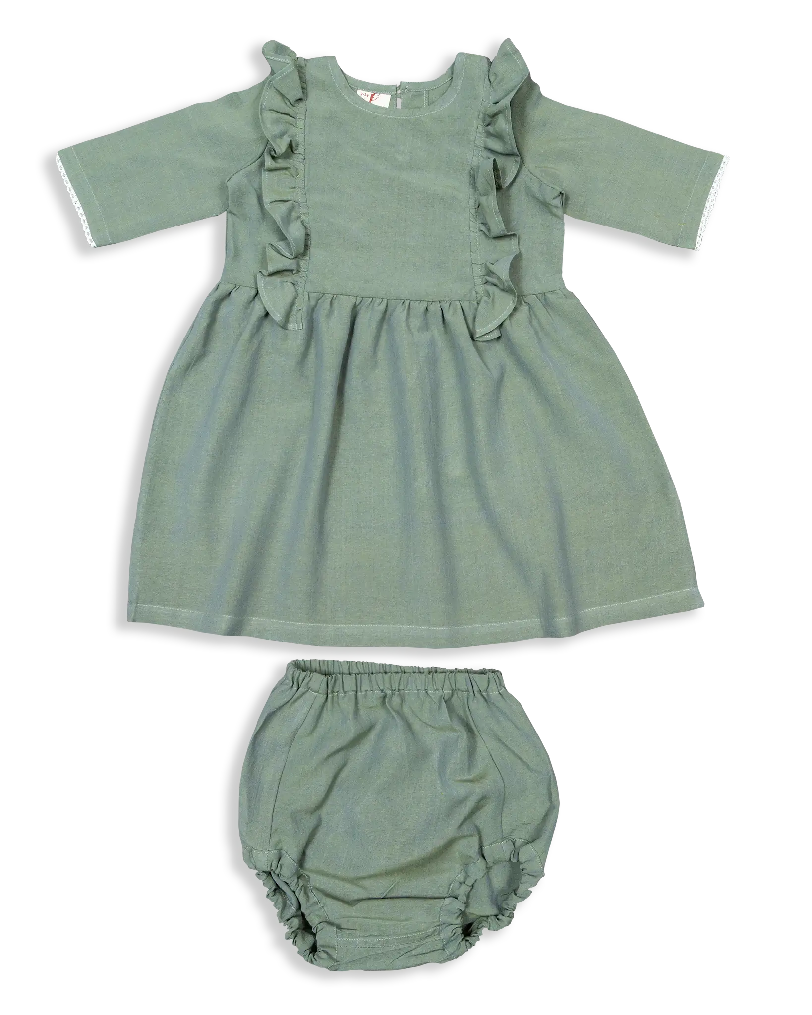 Make her twinkle in the Forget-Me-Not Dress! Our gorgeous dress is made with 100% cotton and lace detail at the sleeves, and a ruffle in front that will make her look extra special. Plus, the bloomer will give her a little extra coverage and comfort. Get her this adorably stylish dress today and let your little one shine!