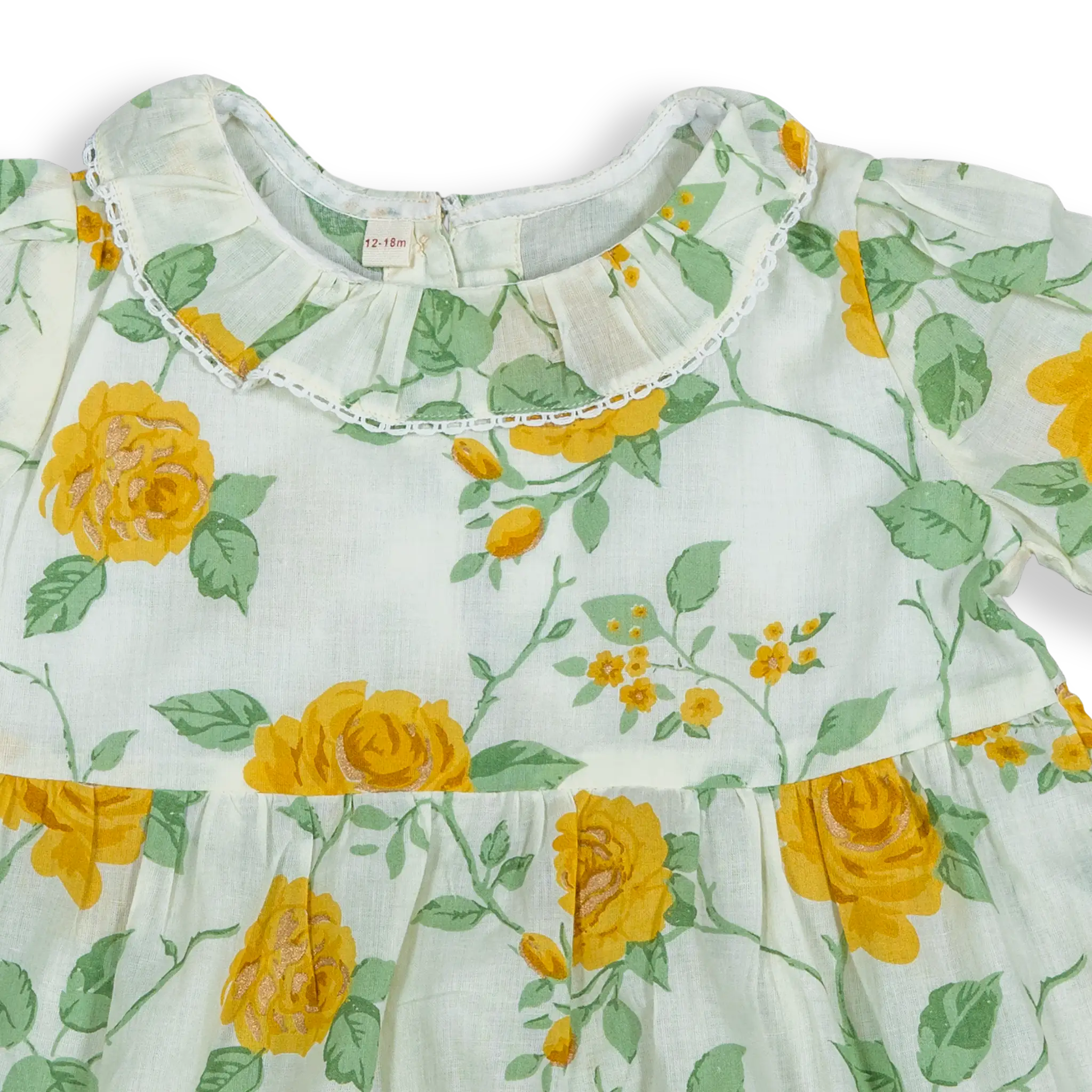 Introducing our Classic Rose print 100% Cotton dress for little girls, a delightful and timeless piece that will make your little one shine. Crafted from high-quality cotton, this dress offers a soft and gentle feel against the skin, ensuring utmost comfort for your child.