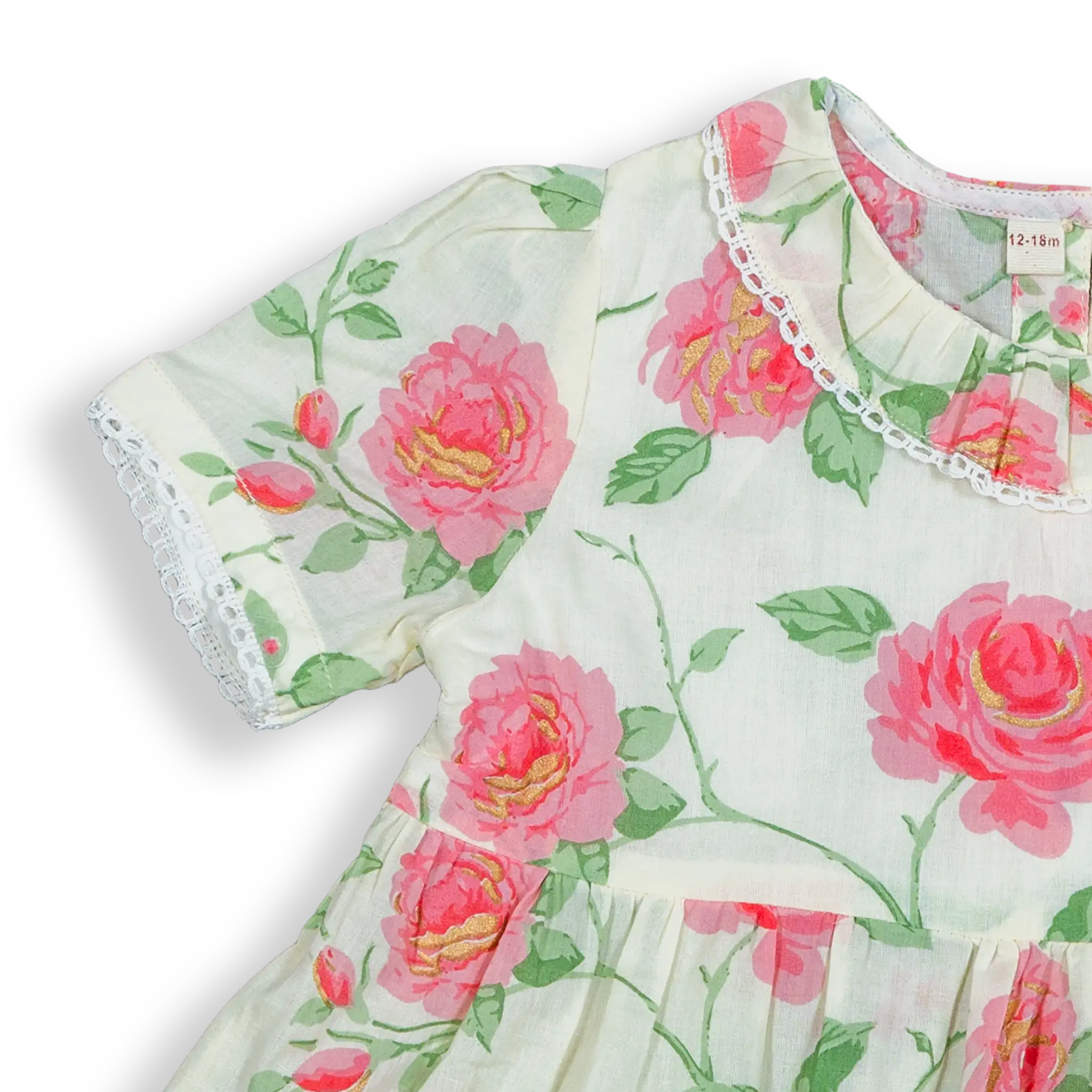 Introducing our Classic Rose print 100% Cotton dress for little girls, a delightful and timeless piece that will make your little one shine. Crafted from high-quality cotton, this dress offers a soft and gentle feel against the skin, ensuring utmost comfort for your child.