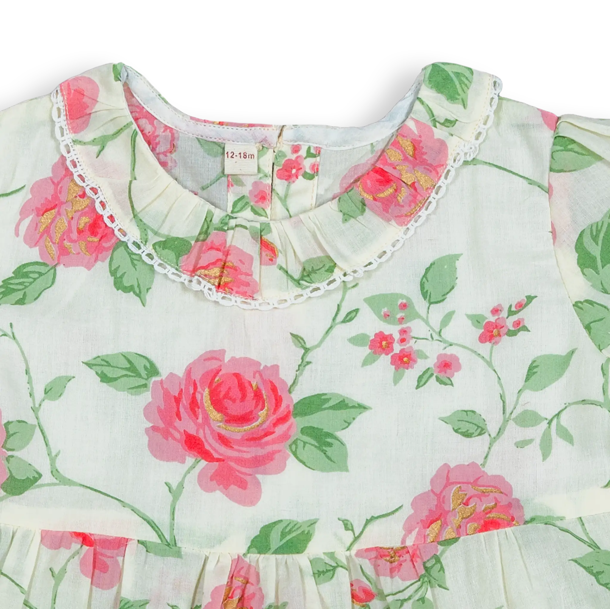 Introducing our Classic Rose print 100% Cotton dress for little girls, a delightful and timeless piece that will make your little one shine. Crafted from high-quality cotton, this dress offers a soft and gentle feel against the skin, ensuring utmost comfort for your child.