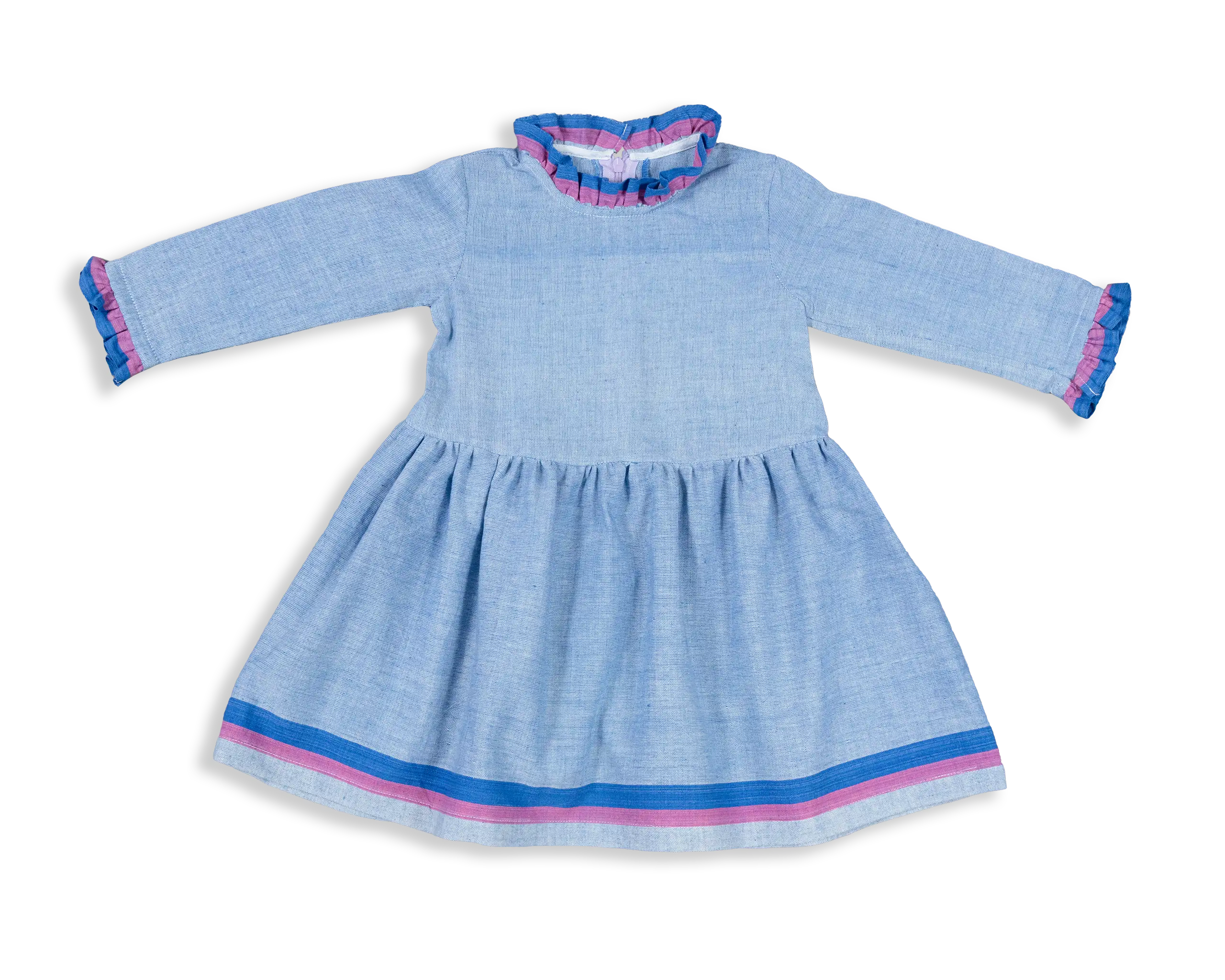 Our Breezy Ballerina Dress is the perfect outfit for a little girl full of the joys of spring and summer who loves to dance. With long sleeves, a gathered waist and ruffled wrists and collar your little ballerina will take to the dance floor when the music starts to play! Easy to slip on with a waist to collar length zipper at the back.