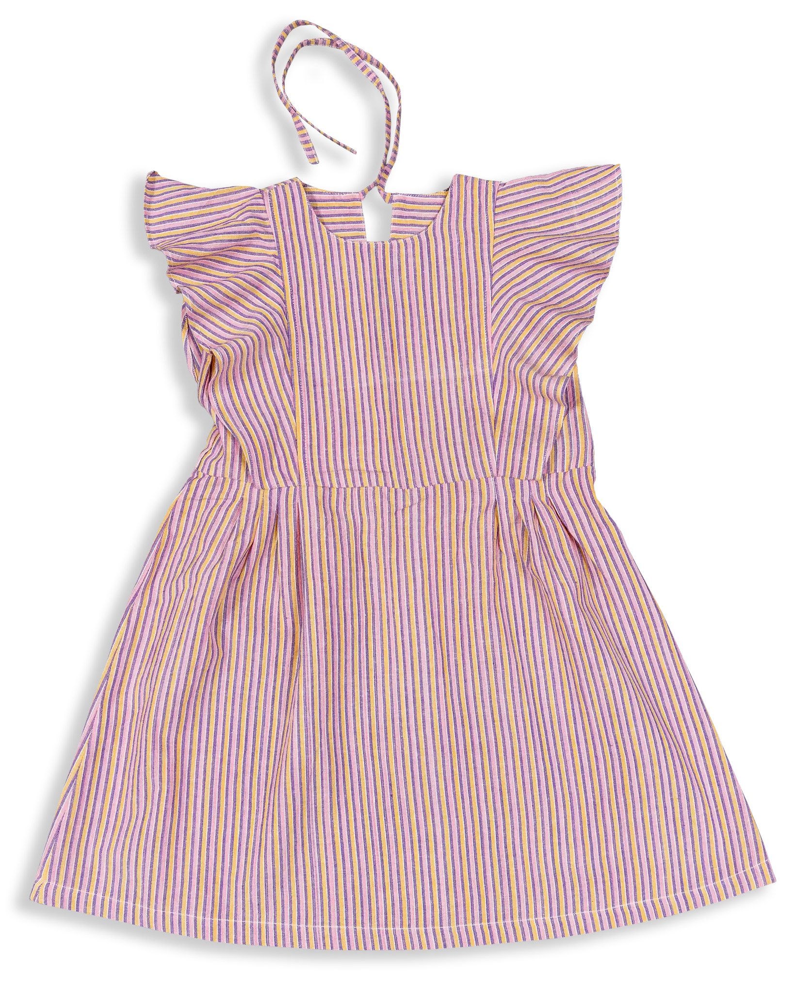 The neckline of this dress is pleated and a back slit with string to tie or zipper. We made the string in the back not only for convenience but to bring bonding between her and her parents.